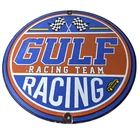 Vintage Gulf Gasoline Sign - Racing Automobile Porcelain Gas Pump Sign