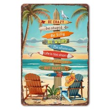 Tropical Beach Sign Wall Decor - Colorful Surfboard Art for Home, beach1