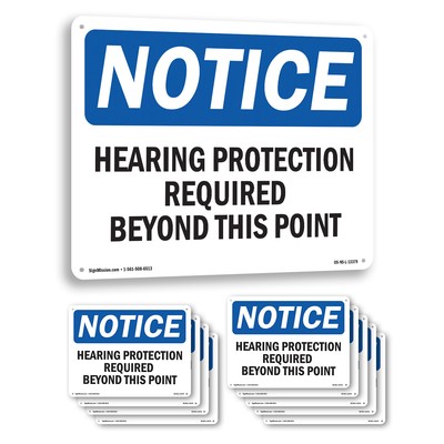 Hearing Protection Required Beyond This Point OSHA Notice Sign, Decal 5/10 Pack