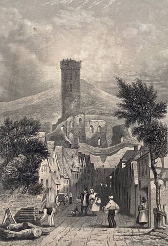 Blick auf Eppstein mit Burg Poppel Stahlstich Passepartout Bilderrahmen Vintage - 第 4/10 張圖片