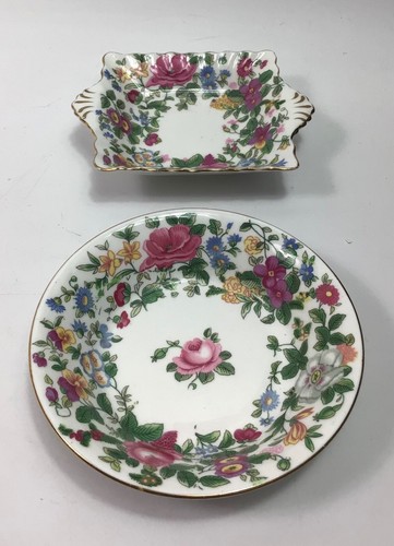 Vintage Crown Staffordshire - Thousand Flowers - 2 x Trinket Dishes - Picture 2 of 10