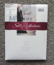 Hanes Plus SILVER Sparkle Silk Reflections Control Top Pantyhose Sz 3 PLUS