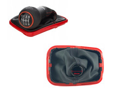 per VW GOLF IV 1998-2005 POMELLO DEL CAMBIO MANUALE + CUFFIA 6 MARCE ROSSO 23 mm