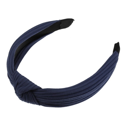 1Pcs Women Textured Cotton Knot Headband Soft Hairband Navy Blue 1.3 Inch Wide - Picture 5 of 7