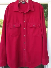 Woolrich Mens Long Sleeve Solid Bright Red Pockets Chambois Flannel Shirt Large