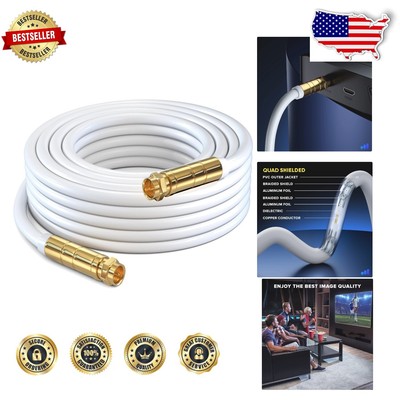 Weather-Resistant RG6 Coaxial Cable - Quad Shielded for Superior Signal Quality