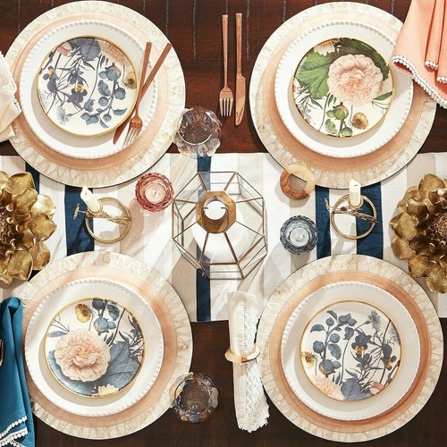 Pier 1 Imports Spring Moody Blooms Floral Salad Side Dessert Plates Set of 4 - Picture 2 of 3