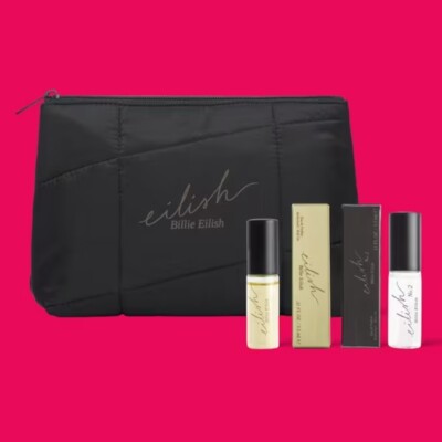 Billie Eilish No 1 & 2 Mini Rollerball Perfume Set & Black Makeup