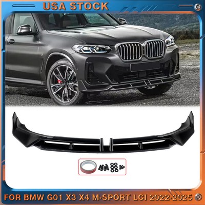 For 2022-25 BMW G01 X3 G02 X4 LCI M Sport MP Style Gloss Black Front Bumper Lip