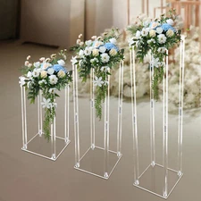 Clear Acrylic Flower Stand Tabletop Flower Plinth Column Vase Wedding Decoration