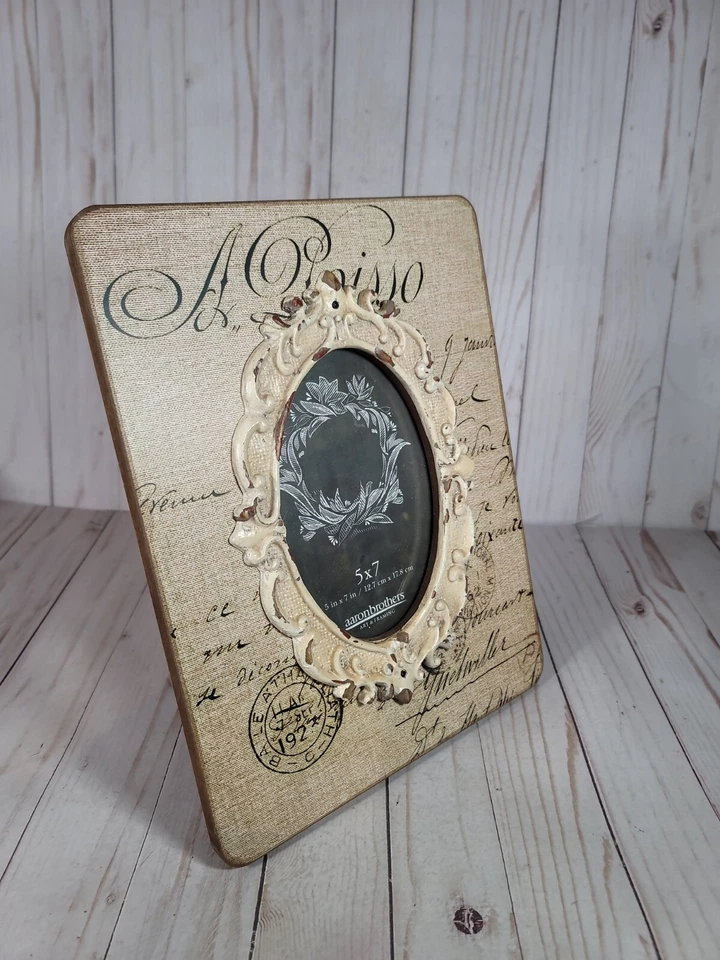 Moldura vintage estilo chique gasto caligrafia ornamentada tom neutro para foto 5x7 - Imagem 3 de 4