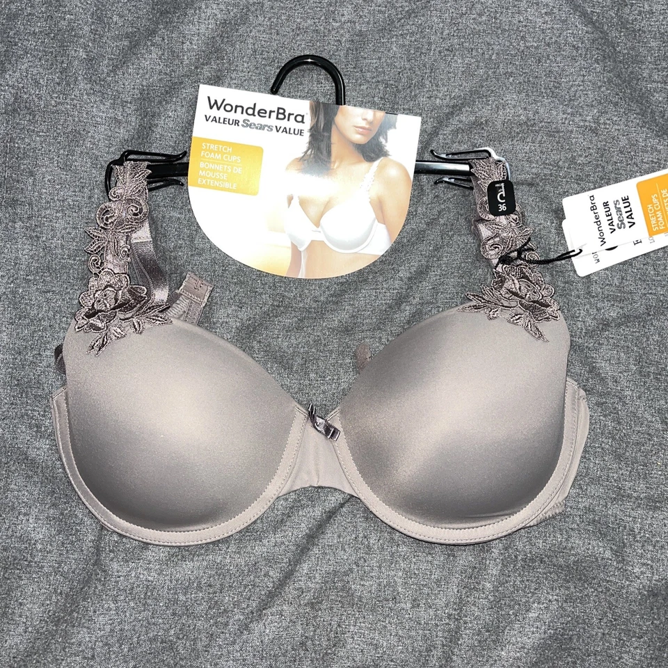 35x Hanes 36C Gray/Lavender WonderBra Valeur Sears Value Stretch Foam Cup Bra - Image 2 of 4