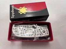 RARE Spyderco "S" Silver Aluminum 440C C109SLP GH  Discontinued NEW