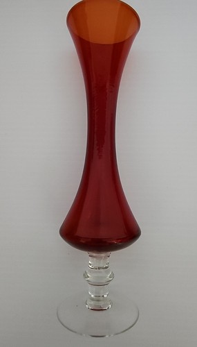 Vintage Ruby Red Art Glass Bud Vase 8" Tall And 2” Across Base x 2 - Picture 7 of 7
