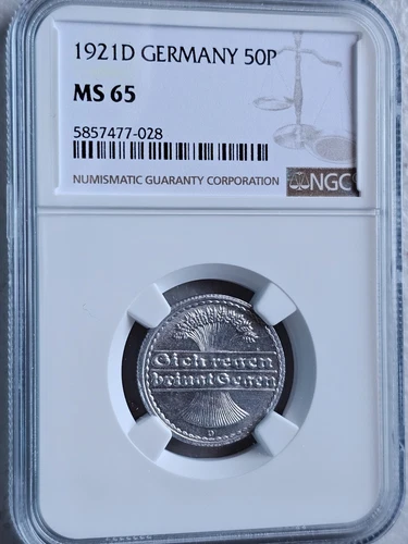 Germany 50 Pfennig 1921D NGC MS 65