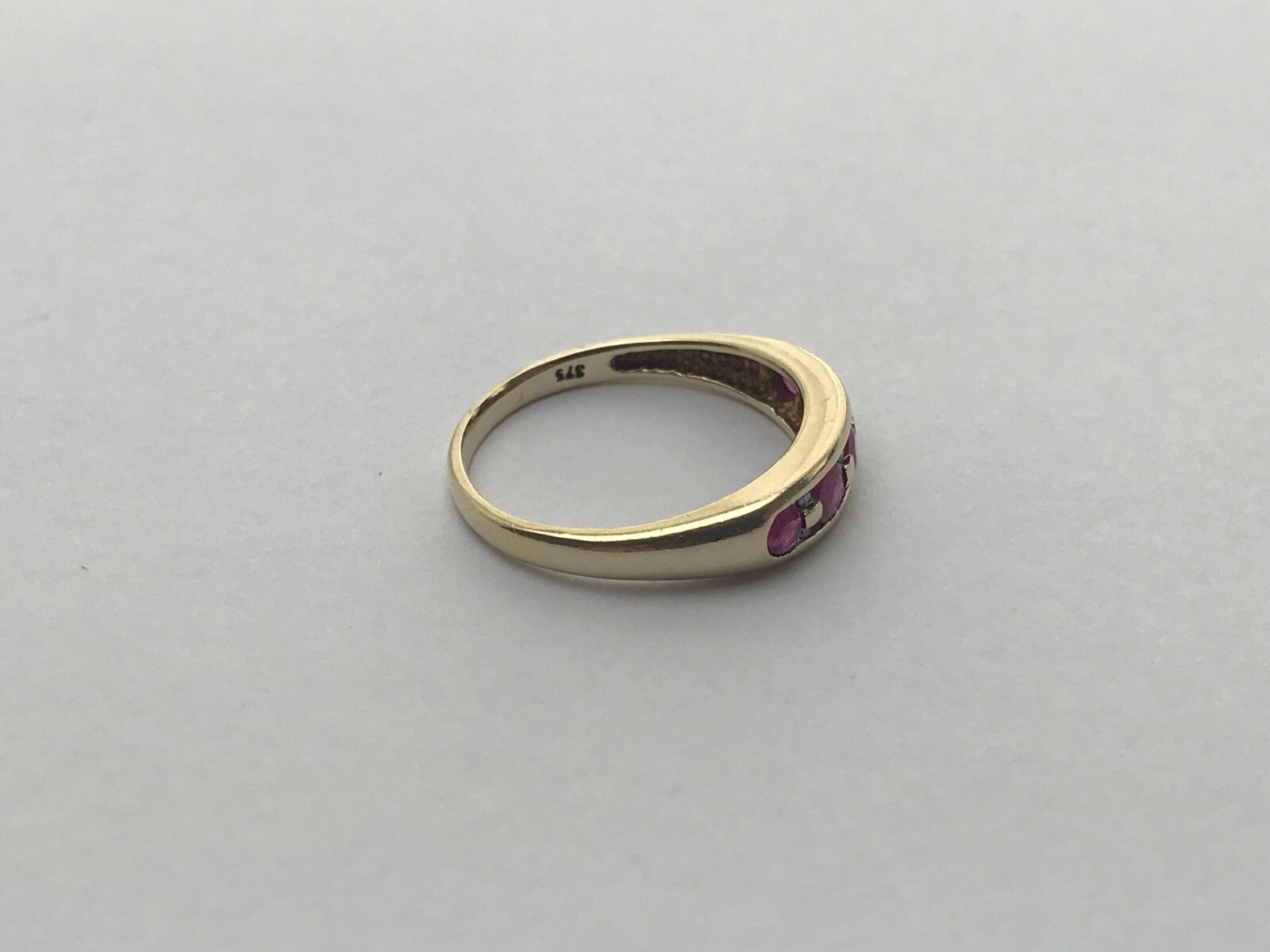 Ruby and Diamond 9ct Gold Ring Half Eternity Ruby… - image 12