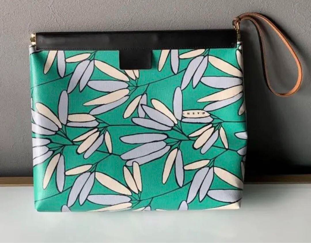 MARNI Clutch Bag handbag Green Floral Authentic Used | eBay