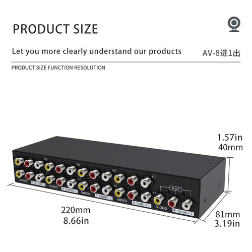 AV Switch Box Composite Selector 8 Port RCA Audio Video 8 In 1 Out To TV - Picture 8 of 15