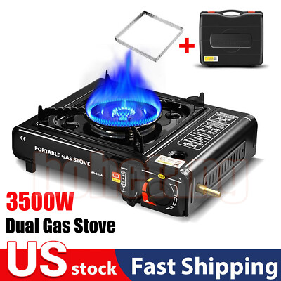 3500W Camping Stove Propane&Butane Windproof Fire Dual Fuel Brass Cooking Burner