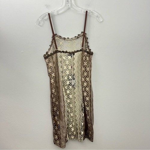 Vestido Pretty Angel Nuevo con Etiquetas de Encaje Mezcla de Seda Para Mujer Talla Grande Marrón Tostado Y2K - Imagen 4 de 9