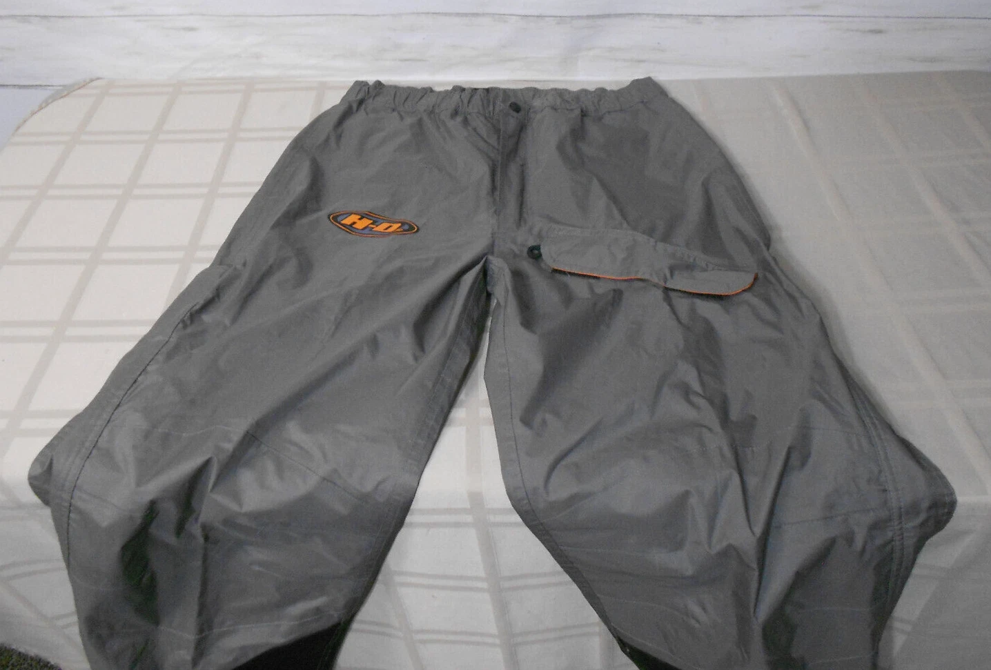 HARLEY DAVIDSON Sz. SMALL Mens Gray Orange WATERPROOF Rain Pants Motorcycle