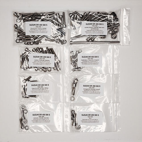 Kit vis moteur Suzuki DR 400 500 S anti grippage rouille
