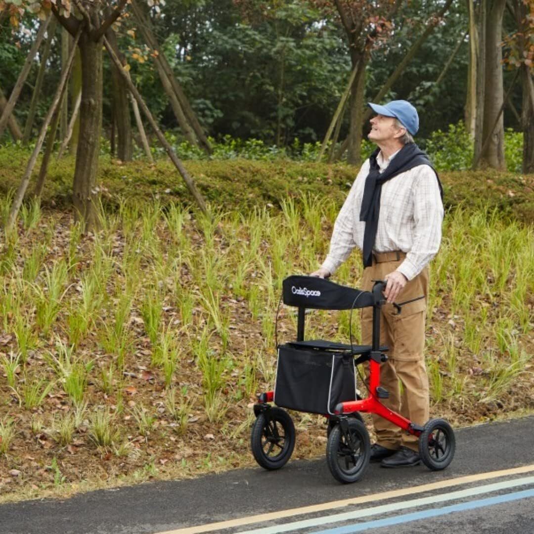 OasisSpace 300lb Pneumatic Rubber Rollator Walker with Seat Mobility