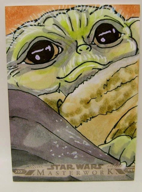 Grogu Baby Yoda Sketch Card by It 1/1 Auto Topps Star Wars Masterwork 2022