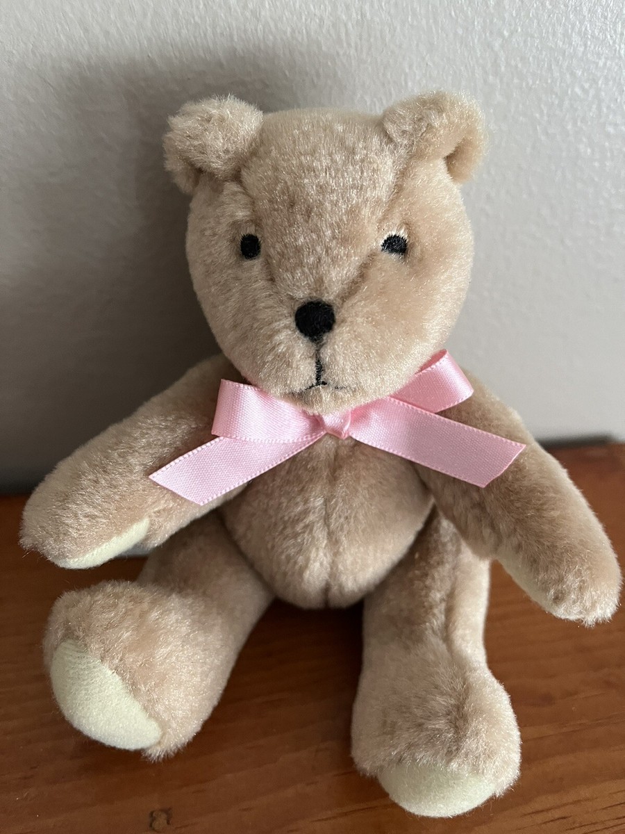 American girl Stuffed Animal Plush Brown Teddy Bear pink bow Small