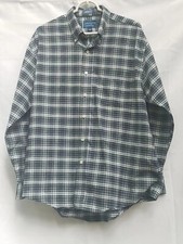 Mens Blue  White Plaid Towncraft Wrinkle Free Shirt, Large
