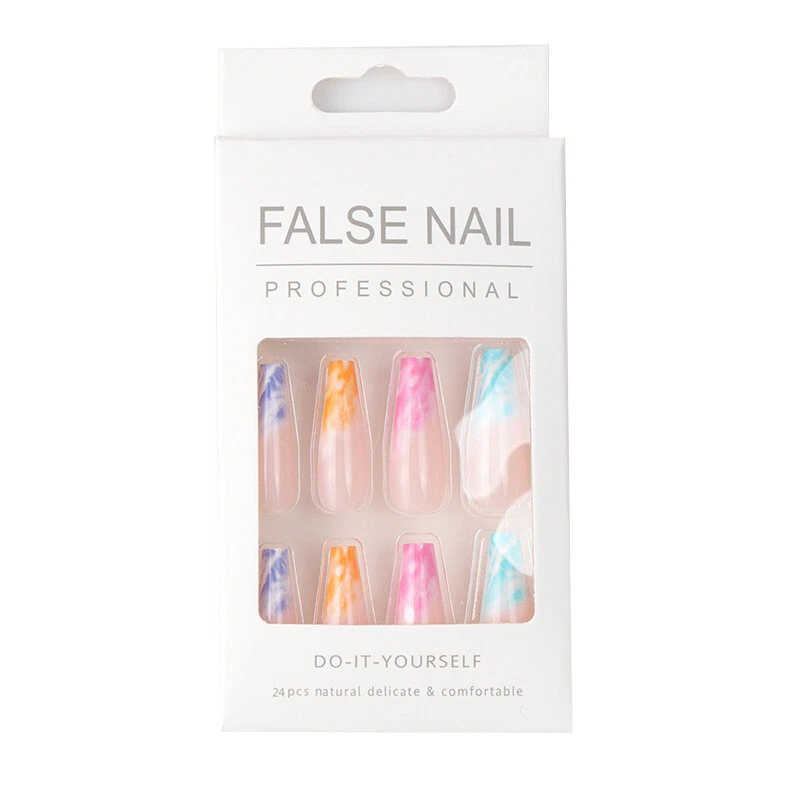 False Fake Nails Medium Coffin French Nail Art Gel Acrylic New Press on nails - Image 3 of 4
