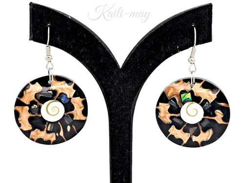 SHIVA SHELL HANDMADE EARRINGS Crafts in Round Shape - Picture 2 of 5