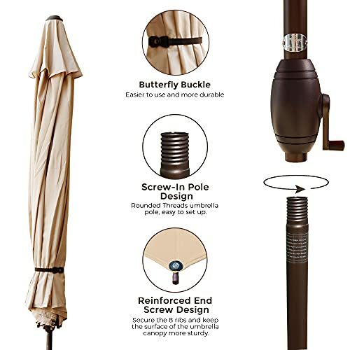 ABBA Patio 9 FT Market Outdoor Aluminum Umbrella With Tilt Crank Dark