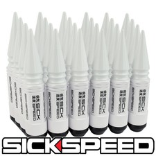 Sickspeed 24pc White Spiked Aluminum Extended 108mm 3pc Lug Nuts 12x1.5 N18
