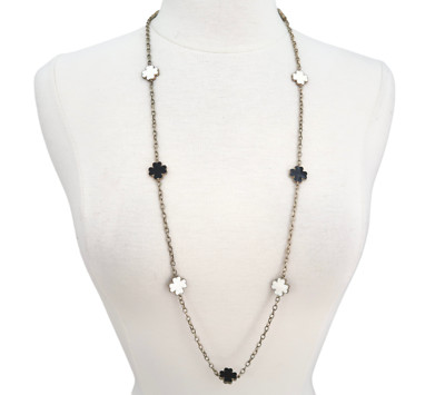 COOKIE LEE Enamel clover necklace NWT reversible