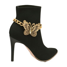 Women Gold Metal Chain Boot Bracelet Shoe Butterfly Charm Elegant Evening Look