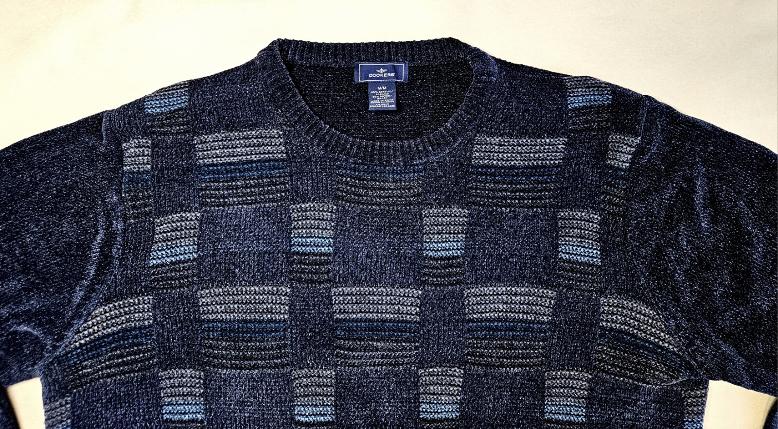 Dockers Pullover Sweater - Charcoal Patchwork Des… - image 3