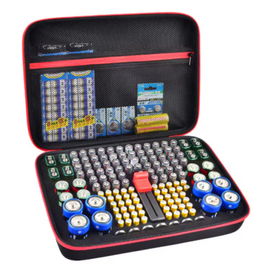 Large Capacity 140+ Battery Organizer Storage Case with Tester Checker / Holder