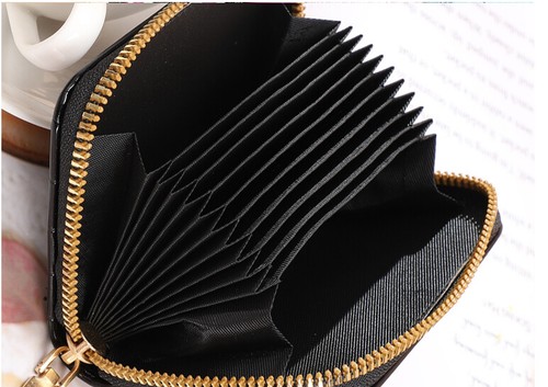 Women's Leather Credit Card Holder Accordion Style Zip Around Wallet - Picture 10 of 14