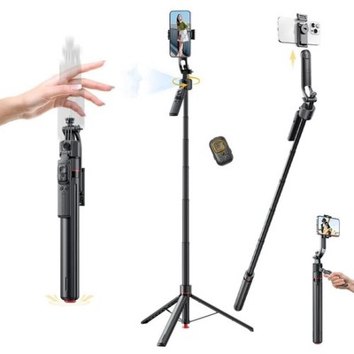 69.3'' AI Face Tracking Selfie Stick Tripod 360° Rotation Auto-Open Phone Holder
