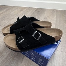 Birkenstock Zurich BS Men's Black Suede Slide Sandals Buckle EU 43 US 10
