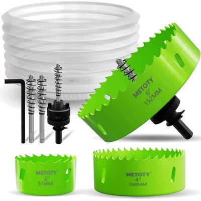 8-in-1 Kit] Bi-Metal 2'', 4'', 6'' Hole Saws + Drill Bits & Accessories   Comple...