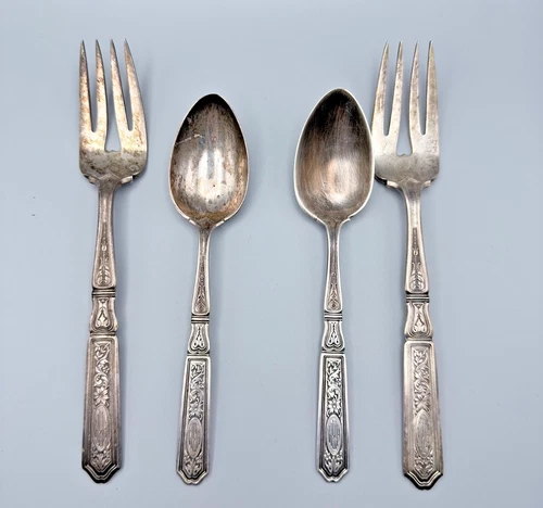 Towle Sterling Silver Flatware Set 1915 Patent 4pc Fork Spoon Monogram 168g