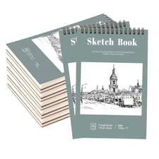 12 Pack Sketch Book 5.5 X 8.5 Inch Sketchbook 68lb/100gsm Top Spiral Bound Sketc