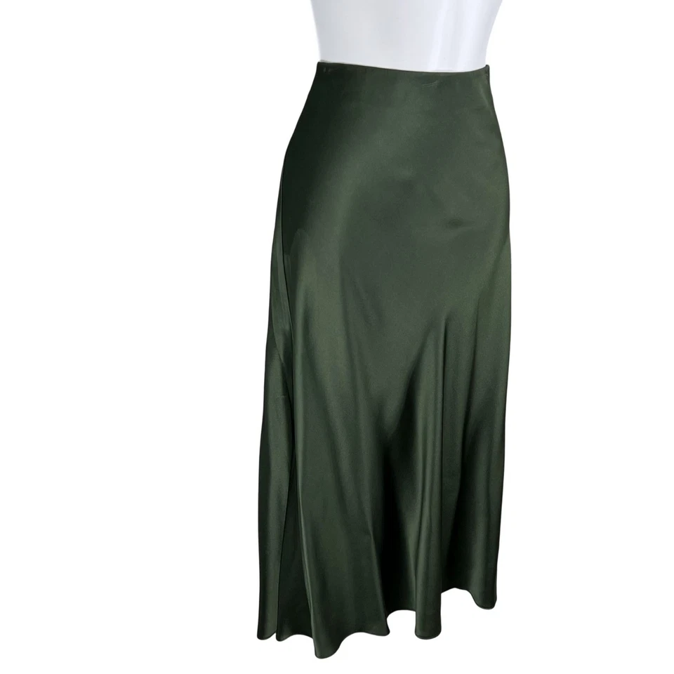 Falda midi Quince para mujer L Holiday verde lavable 100 % seda fluida bosque hada Foto 2 de 4