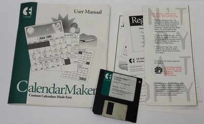 CE Software CalendarMaker 4.1 Install Floppy Disk + User Manual 