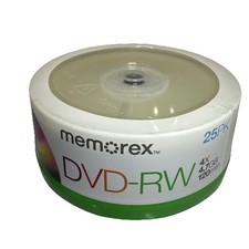 Memorex DVD-RW 4X 4.7GB 120min Rewritable Discs 25 Pack Spindle New Sealed