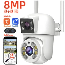 Tuya 8MP WIFI IP Camera PTZ Dual Lens Dual Screen Manual Detection Full Color 