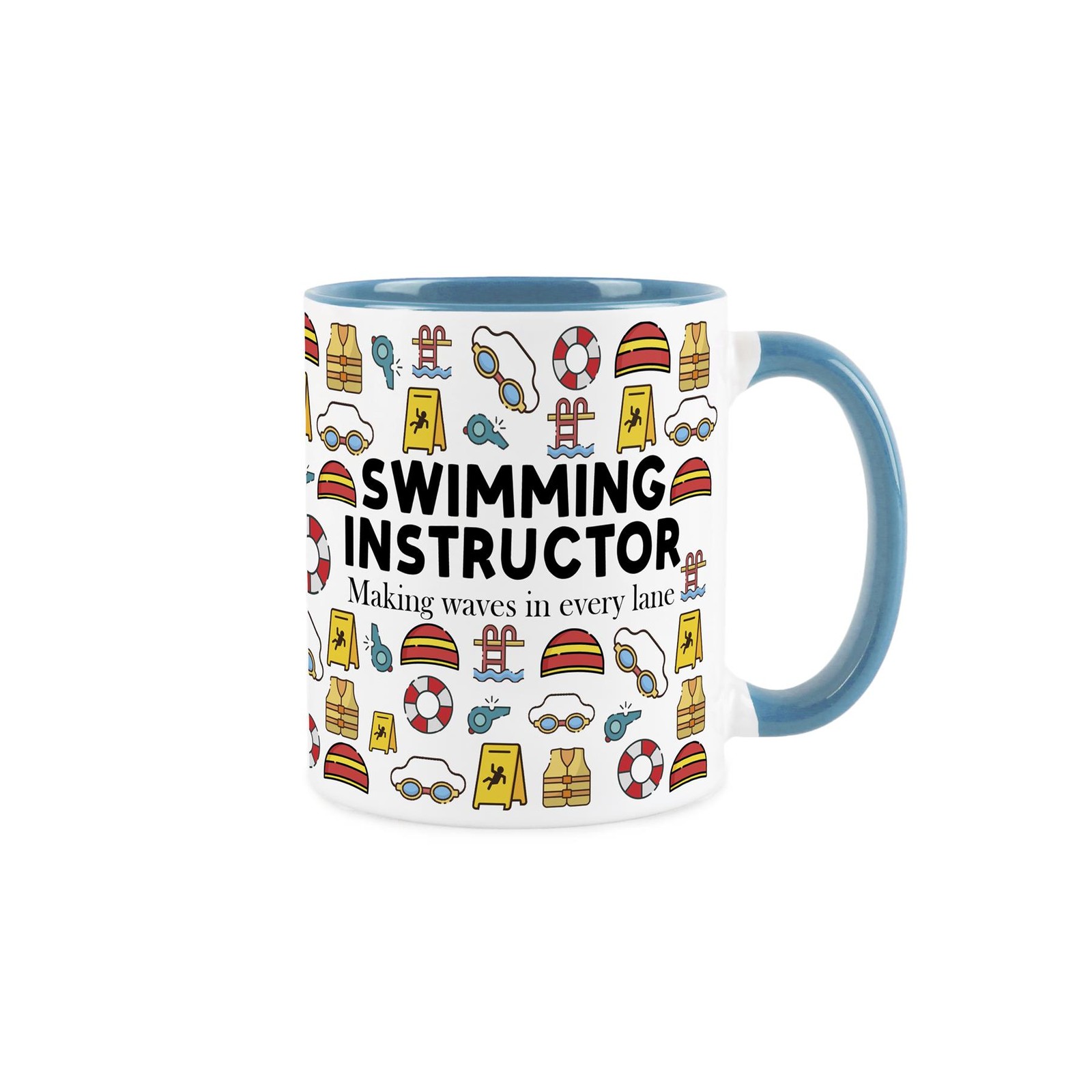 Swimming Instructor Mug - Novelty Funny Teacher Gift - Light Blue Ceramic Cup