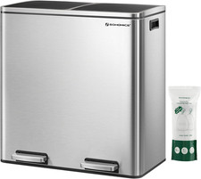 SONGMICS Trash Can, 2 X 8 Gallon 2 X 30 L Garbage Can for Kitchen, with 15 Tra